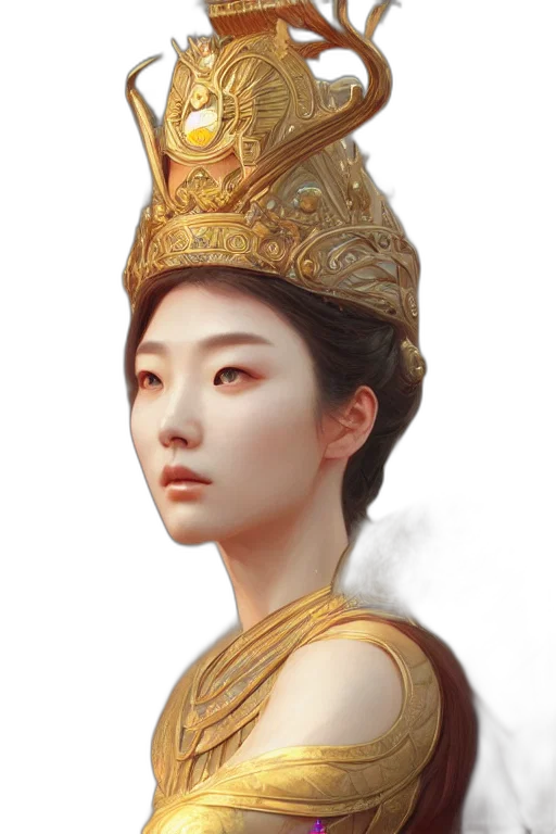 crown, face, jewelry, staff, photorealistic, fantasy art, oil painting, concept art transparent PNG cut-out