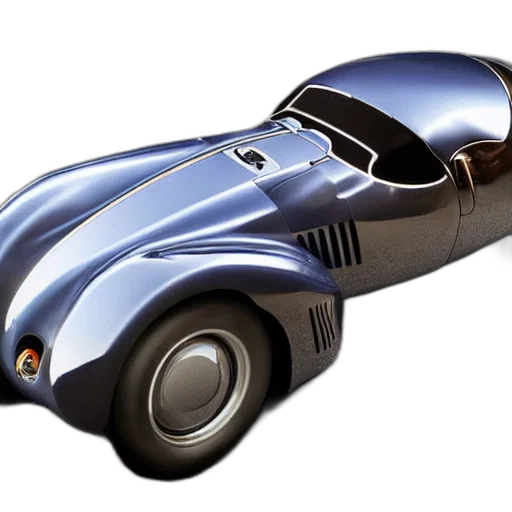 car, 3d render, concept art, photorealistic, retro, futuristic, bugatti, type transparent PNG cut-out