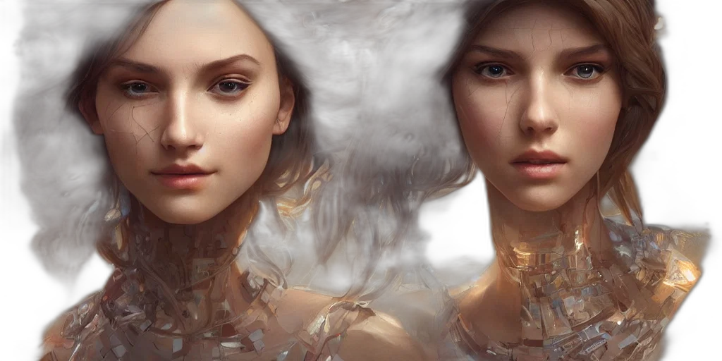 face, photorealistic, fantasy art, concept art, 3d render, underwater, outer space, earth tones transparent PNG cut-out