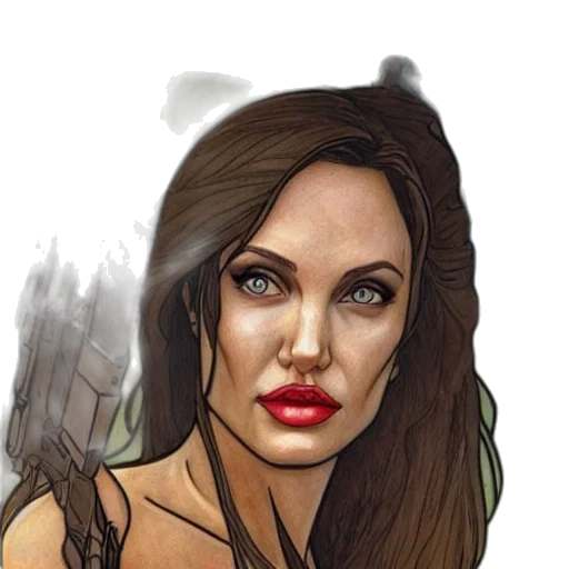 face, photorealistic, fantasy art, comic book art, cartoon, earth tones, angelina, jolie transparent PNG cut-out