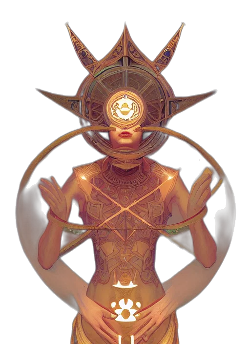 mask, crown, jewelry, staff, concept art, fantasy art, pixel art, comic book art transparent PNG cut-out