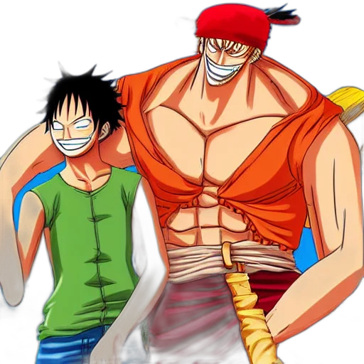 concept art, anime, comic book art, cartoon, underwater, luffy, shanks, one transparent PNG cut-out