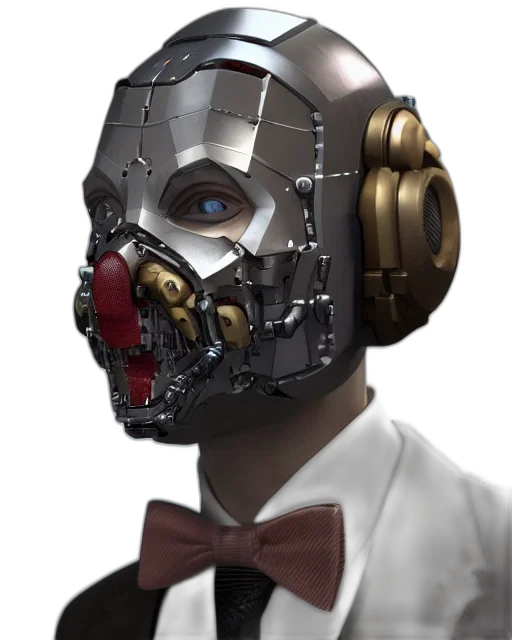 robot, mask, face, staff, concept art, cyberpunk, 3d render, comic book art transparent PNG cut-out
