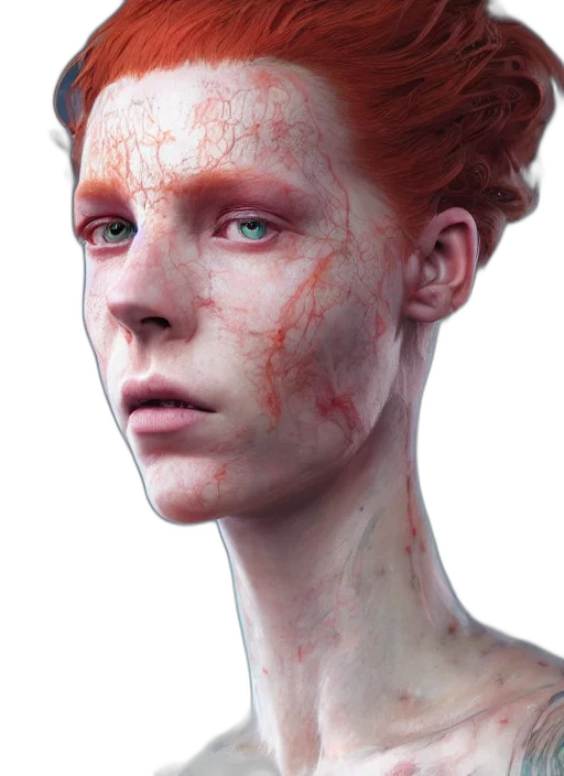 face, mask, hair, creature, photorealistic, concept art, 3d render, cyberpunk transparent PNG cut-out
