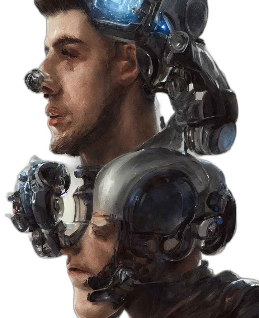 robot, face, mask, cyberpunk transparent PNG cut-out