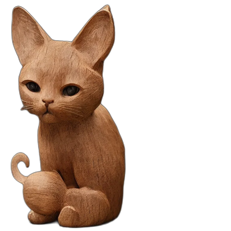 animal, 3d render, photorealistic, concept art, realistic, wooden, sculpture, carving transparent PNG cut-out