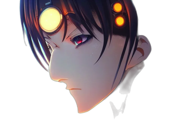mask, face, robot, crown, anime, concept art, cyberpunk, photorealistic transparent PNG cut-out