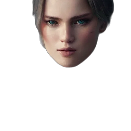face, mask, crown, hair, concept art, photorealistic, pixel art, 3d render transparent PNG cut-out