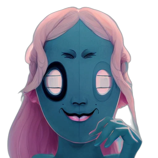 mask, face, robot, creature, concept art, vaporwave, 3d render, fantasy art transparent PNG cut-out