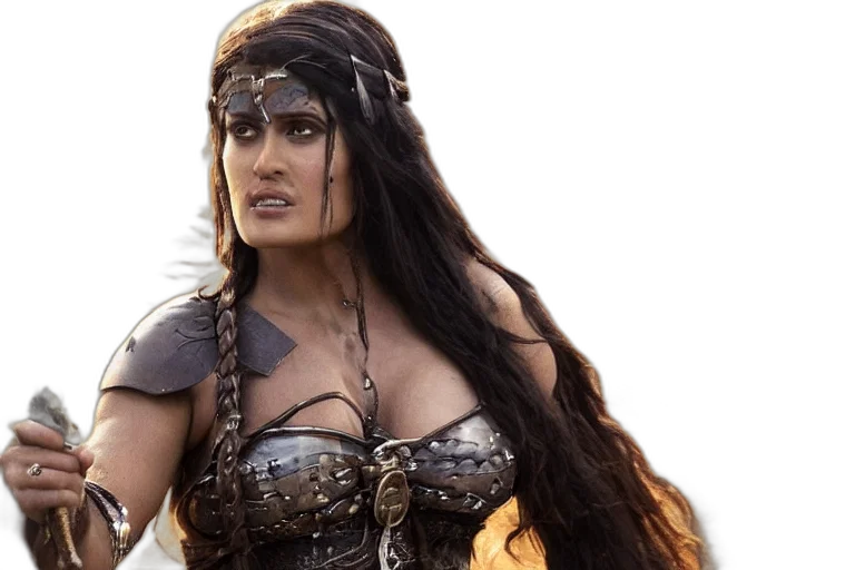 photo, salma, hayek, beautiful, barbarian, warrior, princess, battle transparent PNG cut-out