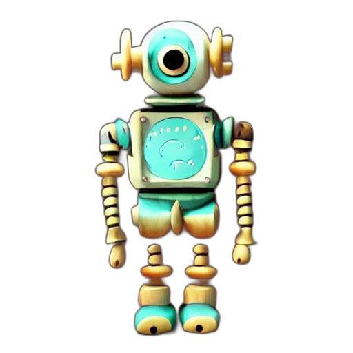robot, staff, creature, animal, 3d render, concept art, pixel art, vaporwave transparent PNG cut-out
