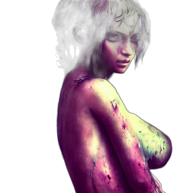 hair, creature, face, dress, fantasy art, concept art, cyberpunk, photorealistic transparent PNG cut-out