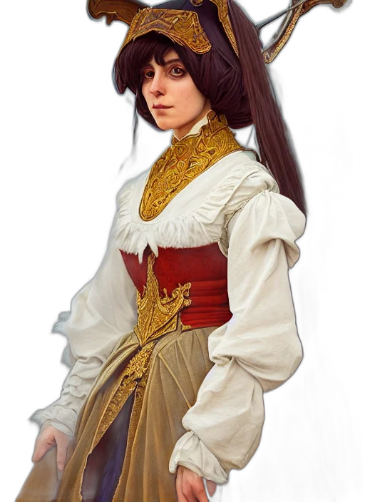 dress, jacket, face, staff, fantasy art, photorealistic, concept art, oil painting transparent PNG cut-out