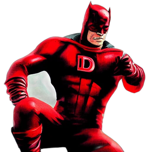 comic book art, concept art, 3d render, red, daredevil, painted, ben, oliver transparent PNG cut-out