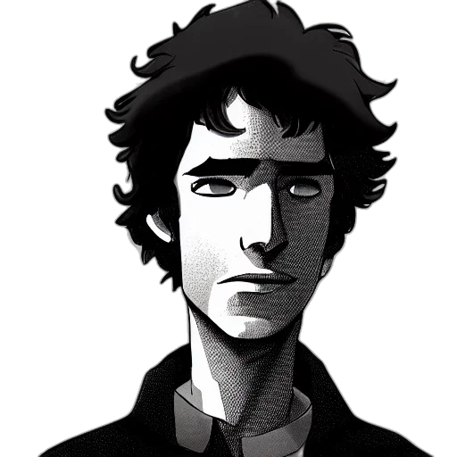 face, jacket, staff, robot, cartoon, comic book art, pixel art, concept art transparent PNG cut-out