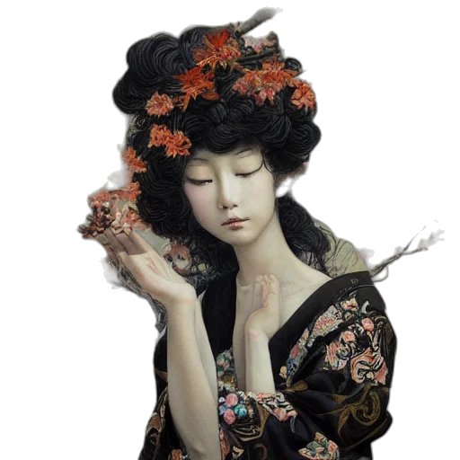 dress, flower, mask, photorealistic, oil painting, fantasy art, concept art, forest transparent PNG cut-out