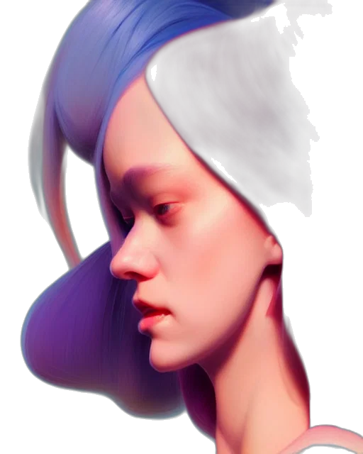 face, crown, hair, mask, 3d render, photorealistic, concept art, vaporwave transparent PNG cut-out