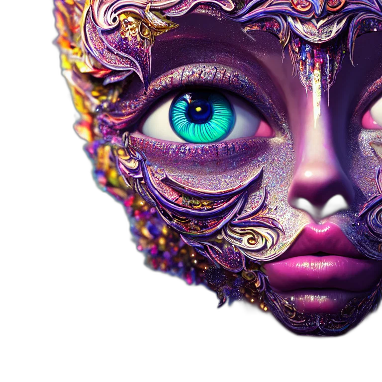 mask, face, fantasy art, concept art, 3d render, photorealistic, colorful, pastel transparent PNG cut-out