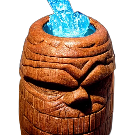 bottle, mask, crown, robot, 3d render, photorealistic, concept art, fire transparent PNG cut-out
