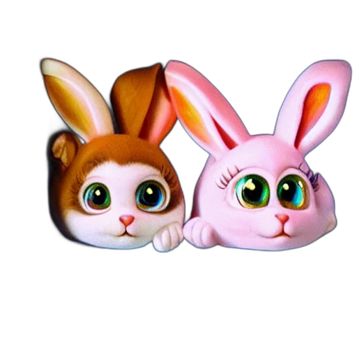 3d render, photorealistic, concept art, painting, cute, baby, bunnies, littlest transparent PNG cut-out