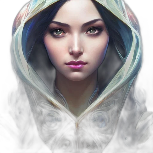 face, mask, jacket, jewelry, fantasy art, concept art, photorealistic, comic book art transparent PNG cut-out
