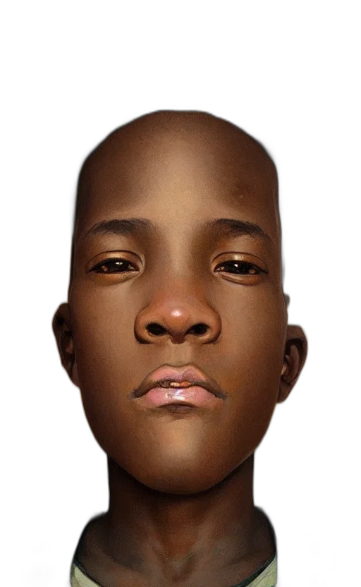 face, mask, robot, hair, photorealistic, 3d render, concept art, cartoon transparent PNG cut-out