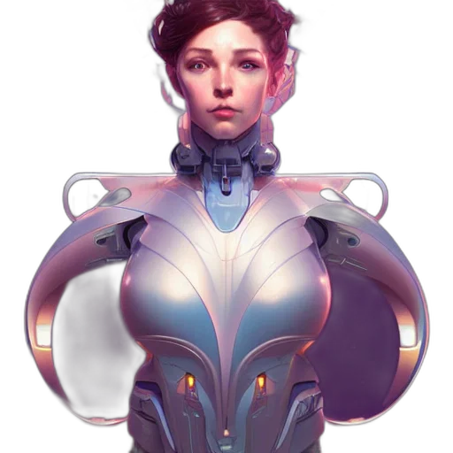 robot, face, mask, dress, concept art, cyberpunk, fantasy art, 3d render transparent PNG cut-out