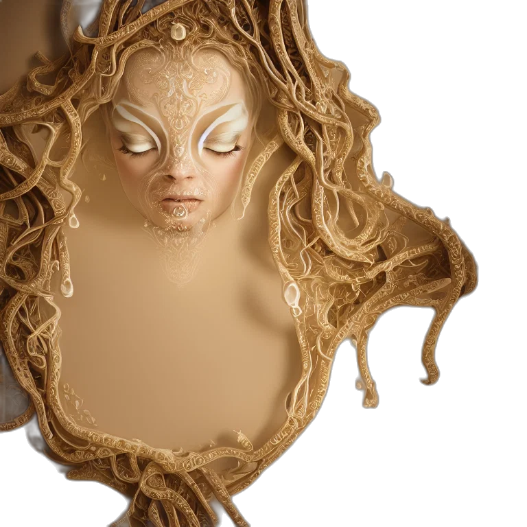 mask, face, hair, creature, 3d render, concept art, fantasy art, photorealistic transparent PNG cut-out