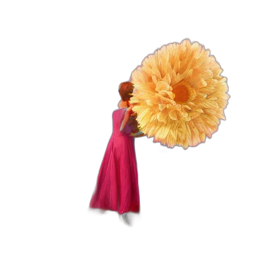 flower, umbrella, hat, hair, 3d render, photorealistic, concept art, golden transparent PNG cut-out