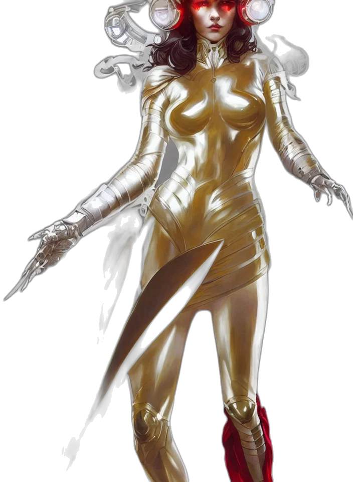 dress, concept art, comic book art, fantasy art, 3d render, neon lights, golden, full transparent PNG cut-out