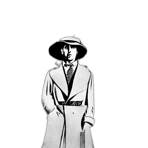 jacket, hat, staff, umbrella, concept art, cartoon, comic book art, pencil sketch transparent PNG cut-out