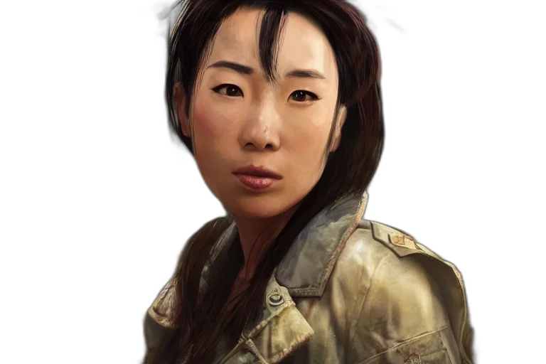 face, jacket, staff, photorealistic transparent PNG cut-out