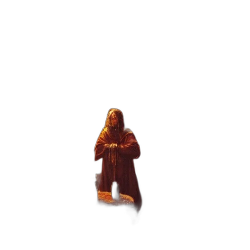 jacket, creature, robot, staff, pixel art, 3d render, concept art, photorealistic transparent PNG cut-out