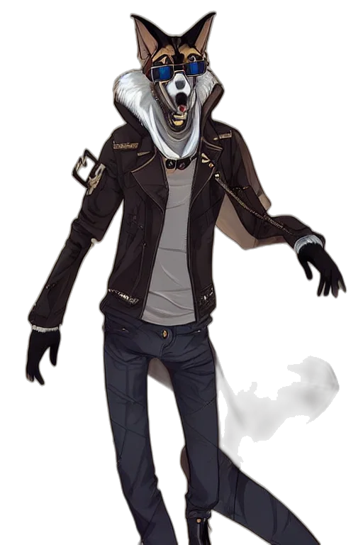 jacket, mask, staff, creature transparent PNG cut-out
