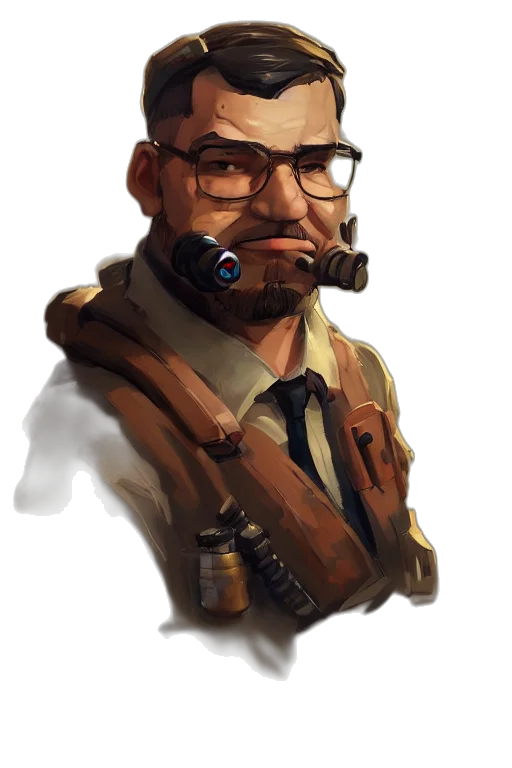 staff, face, jacket, weapon, concept art, fantasy art, cyberpunk, photorealistic transparent PNG cut-out