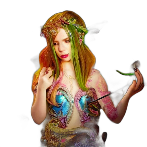 dress, staff, jewelry, fantasy art transparent PNG cut-out