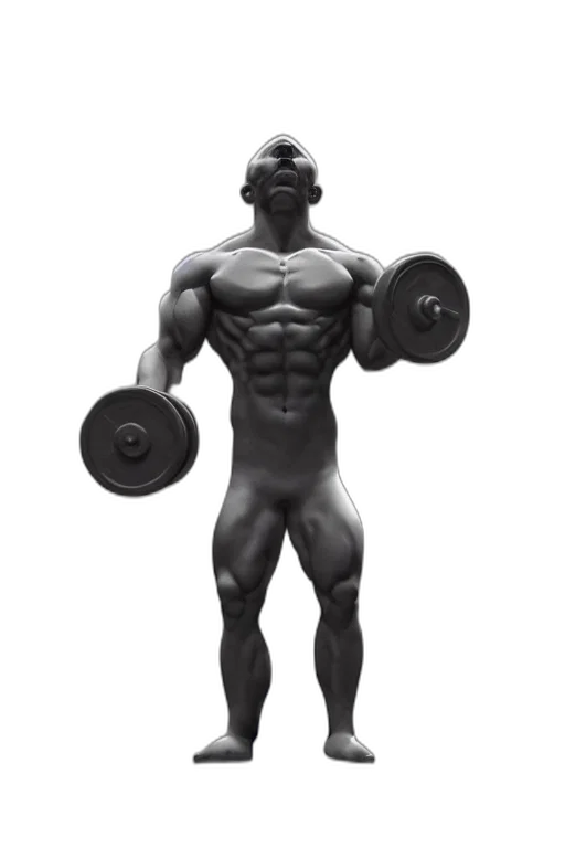 robot, weapon, 3d render, photorealistic, concept art, statue, marble, crossfitter transparent PNG cut-out