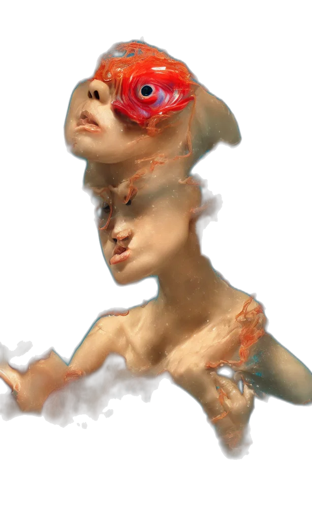 face, mask, crown, creature, concept art, photorealistic, 3d render, fantasy art transparent PNG cut-out