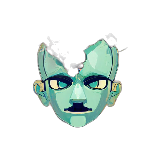 mask, face, robot, staff, pixel art, concept art, fantasy art, vaporwave transparent PNG cut-out