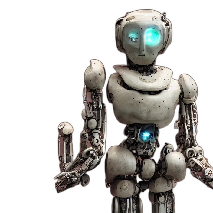 robot, 3d render, concept art, cyberpunk transparent PNG cut-out