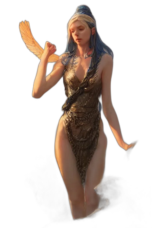 dress, creature, staff, concept art, fantasy art, 3d render, photorealistic, underwater transparent PNG cut-out
