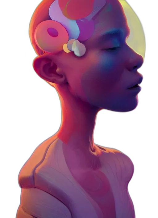 face, crown, mask, robot, concept art, 3d render, vaporwave, fantasy art transparent PNG cut-out