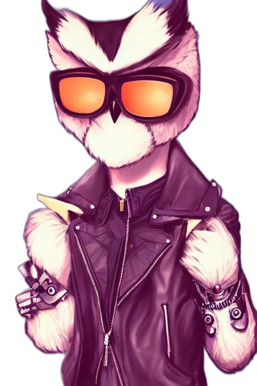 jacket, mask, staff, robot, cyberpunk, cartoon, anime, concept art transparent PNG cut-out