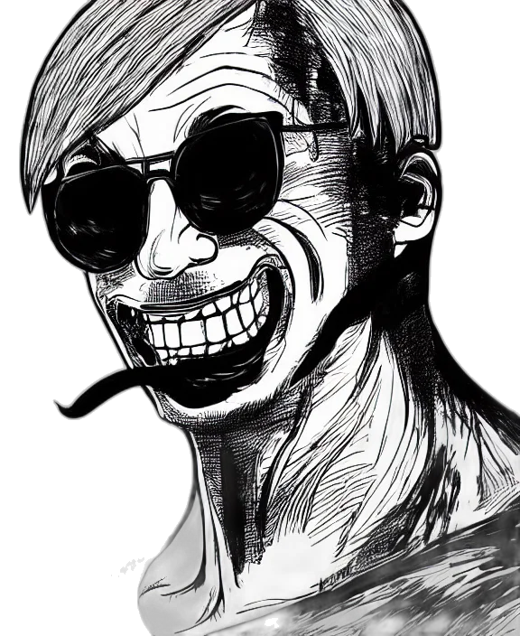 mask, face, creature, staff, comic book art, cartoon, concept art, cyberpunk transparent PNG cut-out