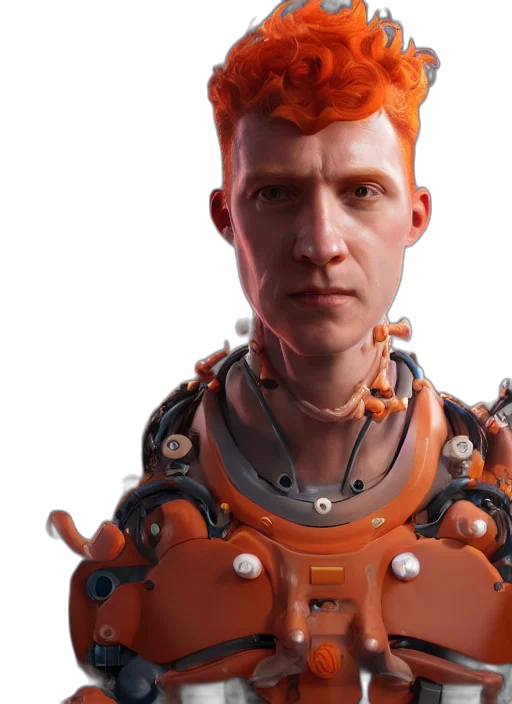 face, robot, crown, staff transparent PNG cut-out