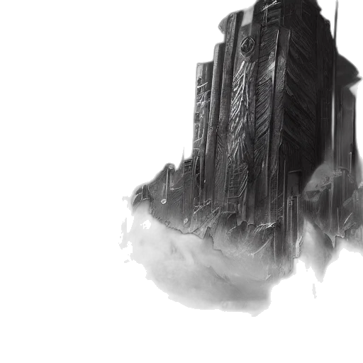 building, robot, concept art, cyberpunk, fantasy art, photorealistic, fog, outer space transparent PNG cut-out