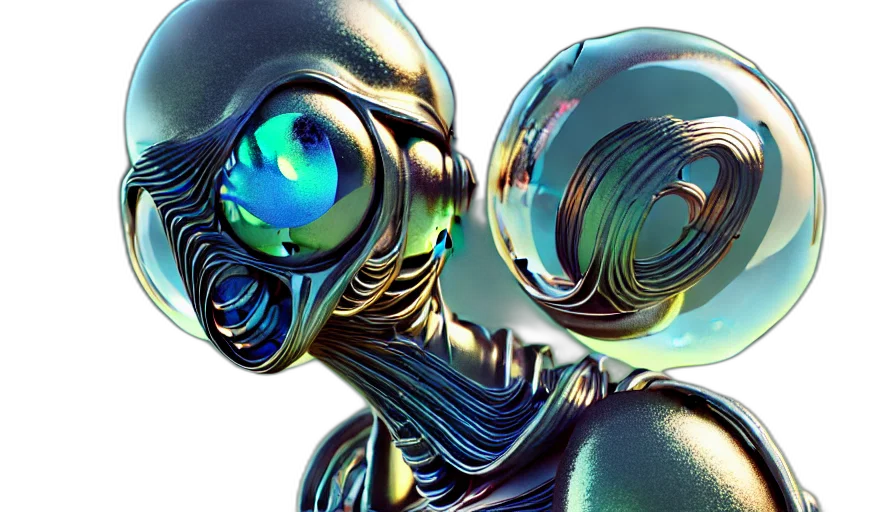 robot, mask, creature, 3d render, concept art, cyberpunk, comic book art, outer space transparent PNG cut-out