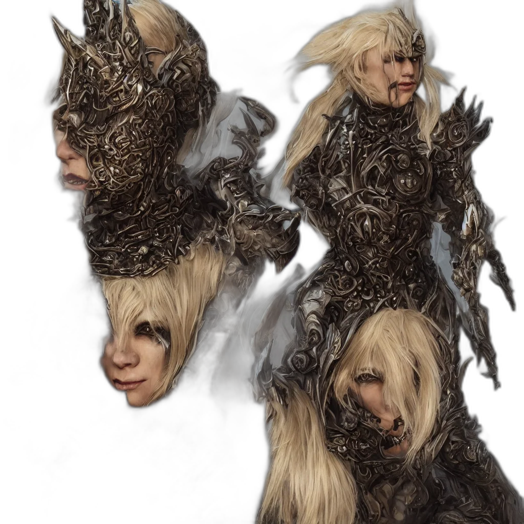 creature, mask, hair, dragon, concept art, fantasy art, comic book art, 3d render transparent PNG cut-out