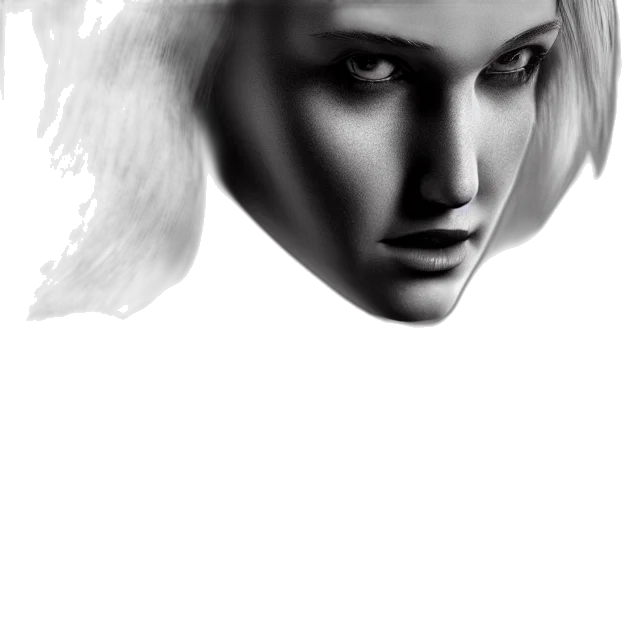 face, mask, hair, robot, photorealistic, 3d render, fantasy art, concept art transparent PNG cut-out