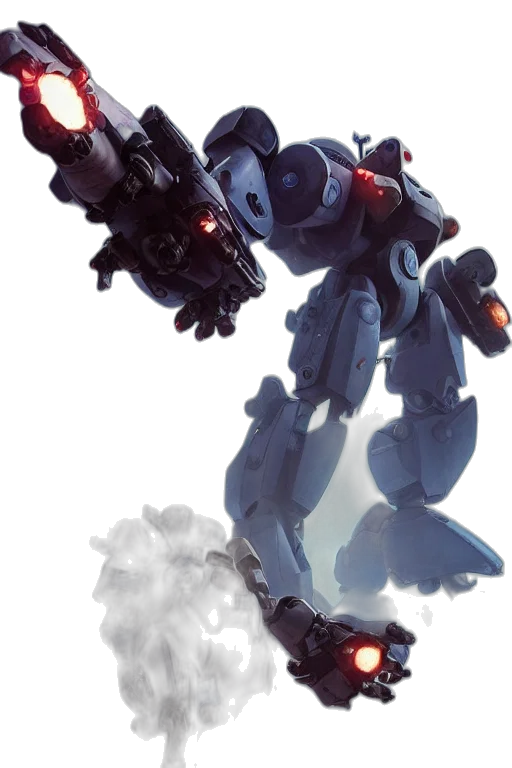 robot, weapon, concept art, 3d render, outer space, blue, mechwarrior, mercenaries transparent PNG cut-out